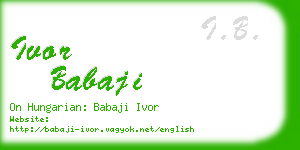 ivor babaji business card
